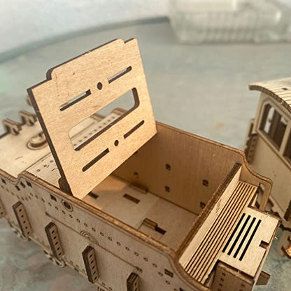 Express Train - DIY 3D Wooden Puzzle Model Kit - Laser Cut Wooden Puzzle Craft Kit, Brain Teaser Educational Building Model Toy for Kids -Mechanical Train Model Kits