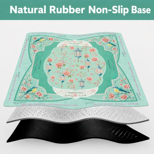 Mahjong Mat 31.5x31.5 Inch, Non-Slip Rubber 3mm American Mahjong Mat with Rules, Lantern Hand-Painted Look Noise Reducing Game Neoprene Mat for Table (Floral Lantern) - color: Floral Lantern
