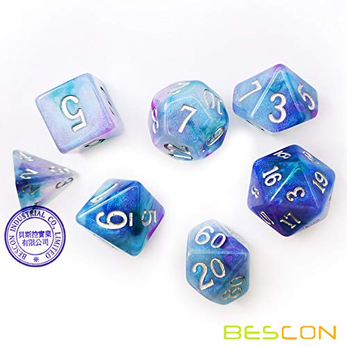 Bescon Magical Stone Dice Set Series, 7pcs Polyhedral RPG Dice Set Dragon Eyes, Polybag Packing - color: Dragon Eyes in Polybag