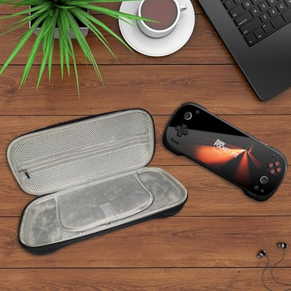 YAJOJO Carrying Case for AYANEO KONKR Pocket FIT Handheld Game Console with Lanyard & Carabiner,Hard Shell Cover with Pocket for KONKR Pocket FIT & Accessories ,Shockproof(Black)
