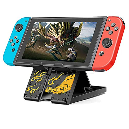 Busjoy Stand for Nintendo Switch, Steam Deck, Switch OLED, Switch Lite, Cute Game Theme Angle Adjustable Holder, Portable Foldable Non-Slip Bracket-Black - color: Black