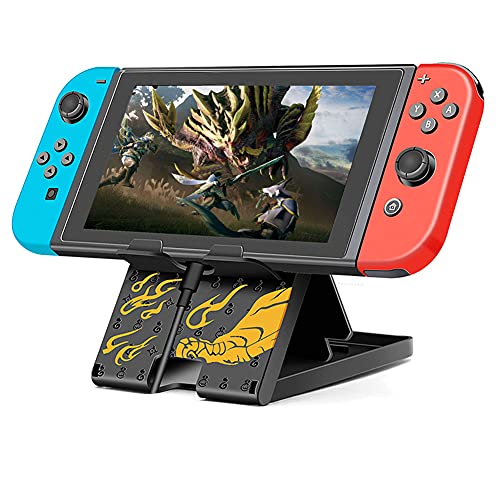 Busjoy Stand for Nintendo Switch, Steam Deck, Switch OLED, Switch Lite, Cute Game Theme Angle Adjustable Holder, Portable Foldable Non-Slip Bracket-Black - color: Black