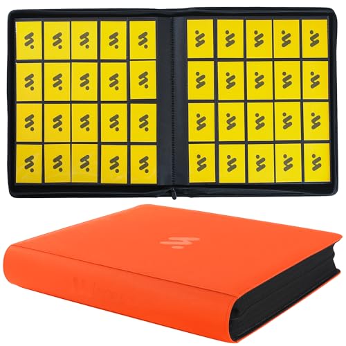 Card Binder 20 Pocket,Trading Card Binder Holds up to 2000 Cards with 50 Sleeves,Zipper Card Holder Album Compatible with TCG Card/Game Cards/Sports Card - color: Orange, size: 20 Pocket 2000