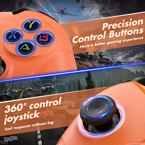 LENISUOLE Replacement Wired Controller for Xbox 360, Game Controller for 360 with Dual-Vibration Turbo Compatible with Xbox 360/360 Slim and PC Windows 7,8,10,11 - color: Orange