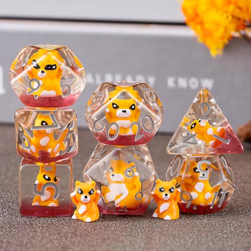 DND Resin Dice Set, Polyhedral D&D Raccoon Dice Inclusion Dice for Dungeons and Dragons MTG RPG for 15 Years and Up - color: Raccoon