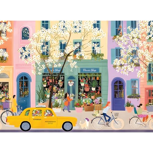500 Piece Puzzle for Adult,Spring Street Jigsaw Puzzle for Adult Seniors,Unique Colorful Art Puzzle with HD Print & Poster,nterlock Perfectly Frameable,Challenging Family Game Great Gifts,20.5 x 15In - color: Multicolored