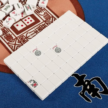 American Mahjong Game Set, 166 Quality White Tiles, 4 All-in-One Color Rack/Pushers, Complete Mahiong Tile Set Black Printed Carrying Bag - color: Black