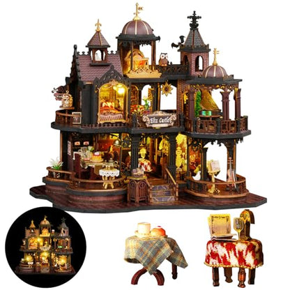 DIY Miniature House Kit, DIY Dollhouse Kit for Adults to Build, Mini House Kit with LED, Mayberry Street Miniatures, Ideal Gifts for Birthday, Halloween Christmas Valentine(Magic Eltz Castle) - color: Magic Eltz Castle