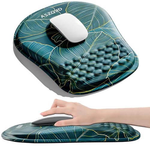 Mouse Pad with Wrist Rest, Ergonomic Mousepads with Wrist Support, Soft Lycra Fabric Memory Foam Office Desk Accessories for Comfort/Pain Relief/PC Gaming/Computer/Laptop (Green Leaves) - color: Green Leaves