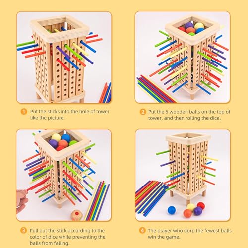 Pichoi Montessori Game Wooden Board Game - Multiplayer Family Travel Game - Math Educational Fine Motor Skills Toy for Boys Girls Ages 3-8, Perfect Holiday & Birthday Gift