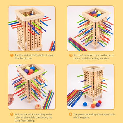 Pichoi Montessori Game Wooden Board Game - Multiplayer Family Travel Game - Math Educational Fine Motor Skills Toy for Boys Girls Ages 3-8, Perfect Holiday & Birthday Gift