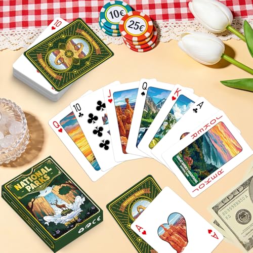 Playing Cards 2 Pack, 2 Deck of Cards, National Park Theme Playing Cards | Standard, Poker Cards Set for Card Games, Family Game Night,Blackjack,Camping,Travel,Party Favors,Birthday,Stocking Stuffers - style: National Park