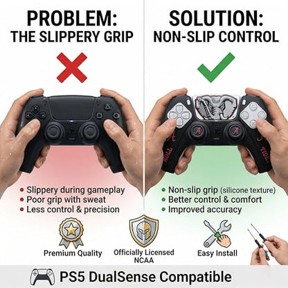 Silicone Gaming Cover Compatible with PS5 Controller - Officially Licensed University of Alabama Crimson Tide Night Design - color: Night-N1