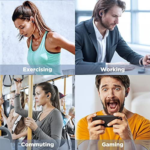 HTC True Wireless Earbuds 7 Bluetooth 5.3, in-Ear Headphones Noise Cancelling 10mm Driver with Deep Bass for Gaming, Working -40ms Ultra Low Latency/22H Playtime/Game Modes/Built-in Mic-Black - color: Black