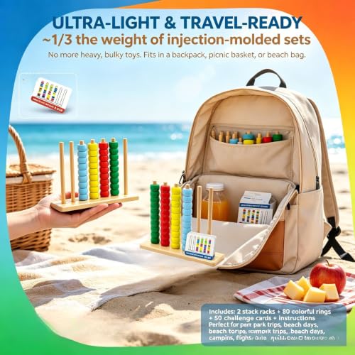 3D Color Stacks Challenge Game,2-4 Players Family Board Game for Adults & Teens,Mini Color Stack for Game Night and Travel