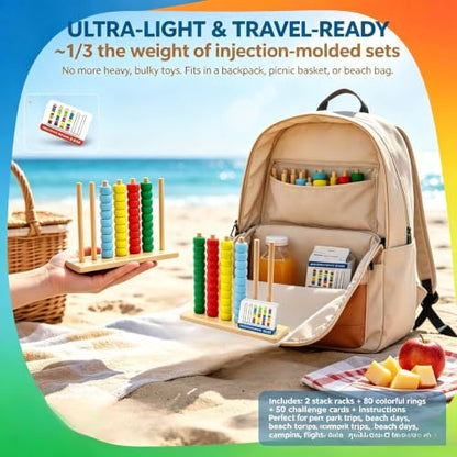 3D Color Stacks Challenge Game,2-4 Players Family Board Game for Adults & Teens,Mini Color Stack for Game Night and Travel