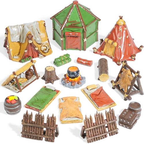 Warmtree 17 Pcs Miniature Terrain Camp Terrain Building Tabletop Wargames | 3D Printing Tabletop Miniatures Terrain, Model Kit for Scene Battle Grid Mat Accessory Diorama Supplies