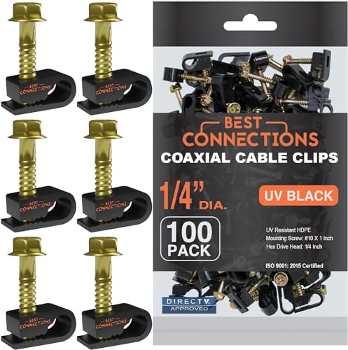 Coaxial Cable Clips with Pre-Inserted Screw (1,000 Pack) – Black Single Cable Mounting Clamps for Coax Cable (RG6, RG59) and Ethernet Cable – Cord Fastener/Strain Relief Clip - style: 1,000 PACK