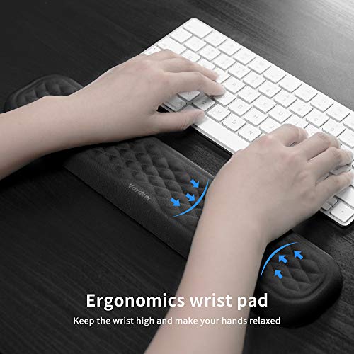 Vaydeer 60%-75% Keyboard Wrist Rest, Memory Foam Hand Rest Support Pad Padded for Office, Computer, Laptop, Mac Typing and Wrist Pain Relief and Repair(14.17inch,Black) - size: Medium