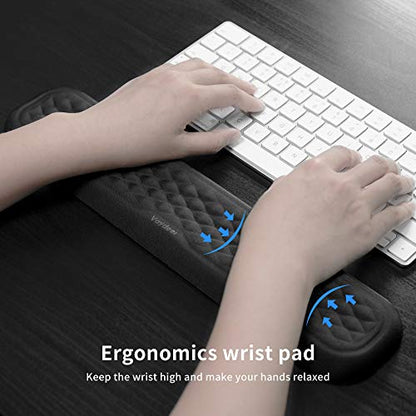 Vaydeer 60%-75% Keyboard Wrist Rest, Memory Foam Hand Rest Support Pad Padded for Office, Computer, Laptop, Mac Typing and Wrist Pain Relief and Repair(14.17inch,Black) - size: Medium
