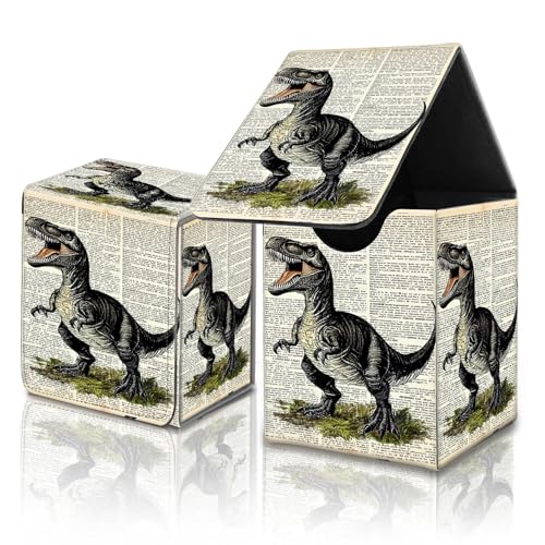 for MTG Commander Card Deck Box,Trading Card Storage Box with Magnetic Closure,Fits 120+ Single Sleeved Cards,Deckbox,Fits Sports TCG/CCG/MTG Accessories,﻿Cute Dinosaur Paper - color: Cute Dinosaur Paper