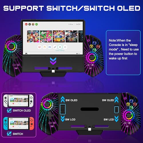 Switch Controller with Hall Joystick for Nintendo Switch/OLED, Wired Switch Pro Remote Controller with Turbo/4 Game Slot/Dual Motor, Handheld Joypad Replacement for Nintendo Switch Controller - color: Black Magical