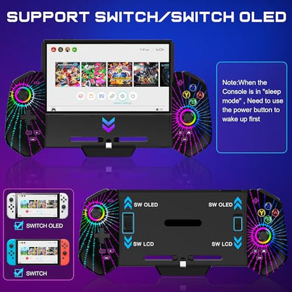 Switch Controller with Hall Joystick for Nintendo Switch/OLED, Wired Switch Pro Remote Controller with Turbo/4 Game Slot/Dual Motor, Handheld Joypad Replacement for Nintendo Switch Controller - color: Black Magical