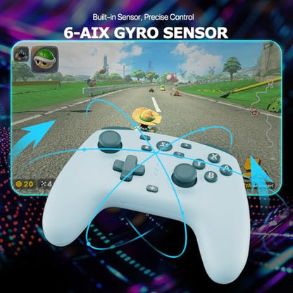Wireless Switch Controller for Switch/Switch 2/Lite/OLED/PC Controller with 2.4G Adapter, Lake Blue Switch Controller with Hall Joysticks & Hall Triggers, Switch Pro Controller with Wake-up, 2 Back Programmable Buttons, Turbo Function - color: Lake Blue