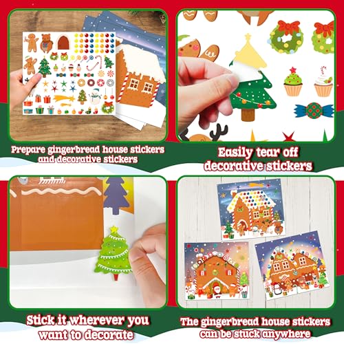 48PCS Make A Gingerbread House Stickers, Christmas Crafts for Kids Toddlers, Gingerbread House Craft Stickers, Christmas Activities Games for Kids Party Favors, 24 Finished Products - style: Gingerbread House 48 Sheets
