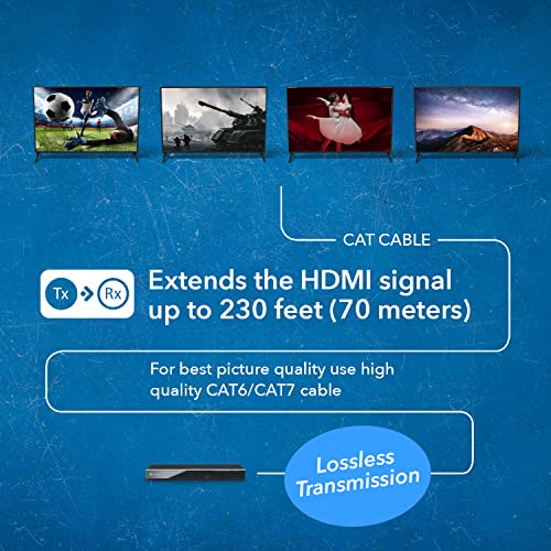 OREI 4K 4x4 HDMI Extender Matrix - UltraHD 4K @ 60Hz 4:4:4 Over Single CAT5e/6/7 Cable with HDR Switcher & IR Control, RS-232 - Up to 230 Ft - 1080P Downscale - 4 x Loop Out - 4 Receivers Included | HDMI Matrix Switch Extender, 4x8 HDMI Extender Matrix 4K