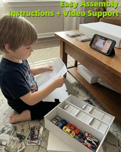 Card Storage Bbox, 4 Row Card Box for Standard Card with Card Stoppers 1Pcs | 4 Row Cardboard Storage Box for Standard Card Laminated Cardboard Surface Card Stopper - size: 1 Pack