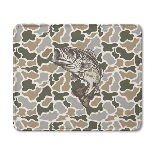 Vintage Camo Fish Mouse Pad, Fishing Gifts for Men, Wildlife Bass Fish Animal Mouse Pad for Home Office Computer Gaming Desk Essentials, 9.5x7.9 Inch - color: 12Child