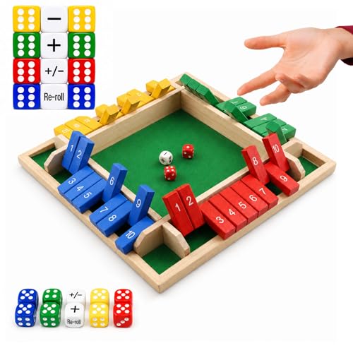 Upgraded 8.7-inch Shut the Box Game, Easy Quick and Fun Educational Math Game with 2 Symbolic Dice, 1-4 Players Wooden Board Games for Family Night Classroom Party, Tabletop Games for Kid Adult Senior - size: 8.7Inch