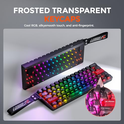 DAREU COOL60 60% Hall Effect Gaming Keyboard with Magnetic Switch, SOCD, 0.01mm Actuation Adjustable Rapid Trigger,8000 Hz Polling, Frosted Transparent Keycaps, Hot-swap, RGB Backlit - color: Black