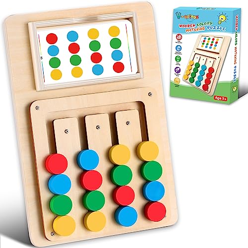 Color Matching Puzzle, Montessori Brain Teaser for Kids Ages 3-7 | Handheld travel game, road trip activity, screen-free play, boys and girls, Christmas and birthday gift