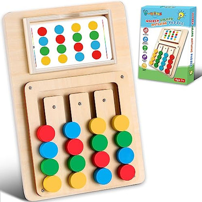 Color Matching Puzzle, Montessori Brain Teaser for Kids Ages 3-7 | Handheld travel game, road trip activity, screen-free play, boys and girls, Christmas and birthday gift