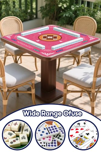 Mahjong Mat for Table, 31.5x31.5Inch American Mahjongg Table Mat (Pink) | Anti-Wrinkle&Foldable Neoprene Mahjongg Travel Mat for Table with Learning Rule, Anti-Slip Noise Reduction Includes Carry Bag - color: Pink