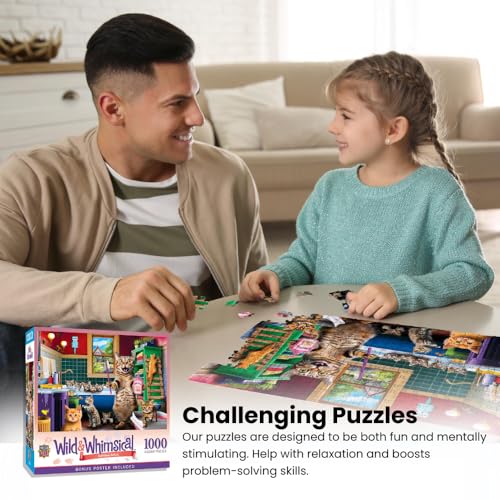 MasterPieces - 1000 Piece Jigsaw Puzzle, Bathtime Antics, Funny Animals, Activity for Adults, Family, Kids, Matte Finish, 19.25" x 26.75" - style: Bathtime Antics