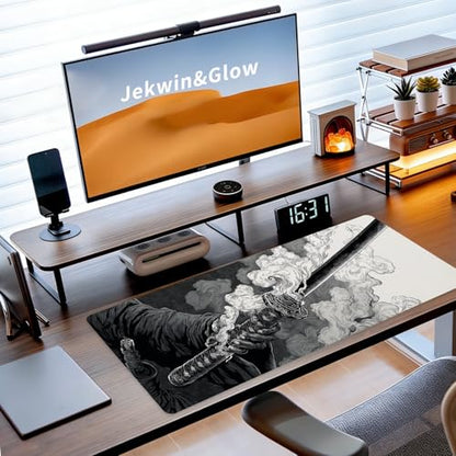 Gaming Large Mouse Pad, Japanese Samurai Sword Desk Mat, Big Mousepad Non-Slip XL Extended Laptop Computer Keyboard Mat for Gamers, Office&Home, 31.5x11.8in, Black and White - color: Sword