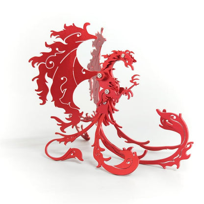 Phoenix 3D Metal Jigsaw Puzzle, Red, 28 Pieces | DIY Handmade Assembled Model Kits, Stainless Steel, Building Blocks Assembly, Gift for Adult - color: Phoenix Red