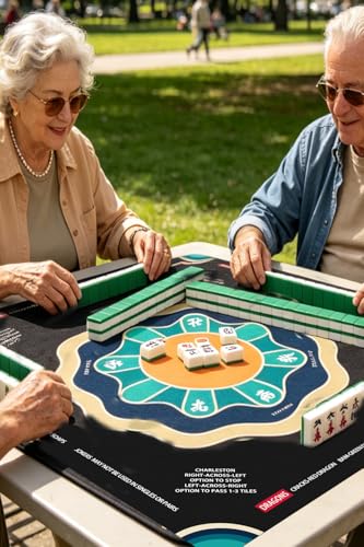 Mahjong Mat with Rule, 31.5x31.5Inch American Mahjongg Table Mat (Black) | Anti-Wrinkle&Foldable Neoprene Mahjongg Travel Mat for Table with Learning Rule, Anti-Slip Noise Reduction Includes Carry Bag - color: Black-