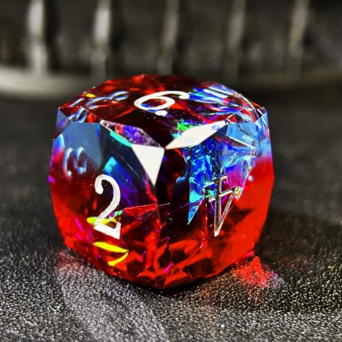 HAOMEJA Colorful Polyhedral Resin Dice Set, Hand-Cut Diamond Facet Optical Dice | Perfect for RPG, Tabletop & Board Games | Halloween, Christmas & Birthday Gift (Blue Red) - color: 4 Blue Red