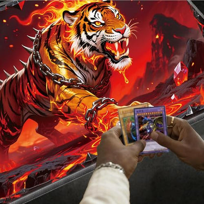 for MTG Playmat, for TCG Play Mat, 24 x 14 inches, Magic Game Card Mat Commander Playmat,Trading Card Inked Game Mat,Battle Game Rubber Non-Slip Mat - Tiger - color: Tiger