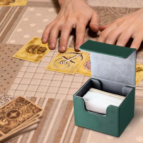Yookeer 4 Pieces Leather Deck Card Boxes Cards Deck Game Box for Collectible Playing Card Box Compatible with MTG Commander(Black, White, Red, Green,Horizontal) - color: Black, White, Red, Green, style: Horizontal