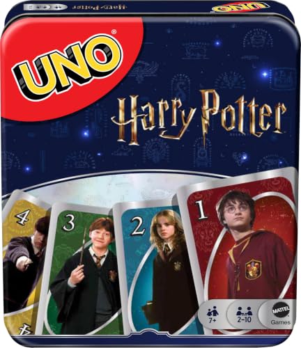 Mattel Games UNO Harry Potter Card Game with Storage Tin, Ages 7+ - style: UNO Harry Potter Tin