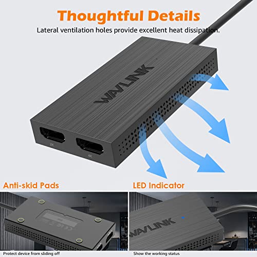 WAVLINK USB 3.0 or USB C to HDMI Adapter for Dual Monitors | 4K @30Hz 1080p@60Hz, USB Dual HDMI Adapter up to 6 Monitor Displays, External Video Card Adapter for Windows, Mac OS