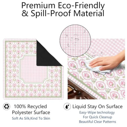 Pink Checkered Mahjong Mat, 31.5 * 31.5in Anti Slip American Mahjong Mat for Table, Noise Reduction, Neoprene Mah jongg Mats with Carrying Bag & 3 Dices, Mahjong Sets Gift, Board Tile Games Mats - color: Rose