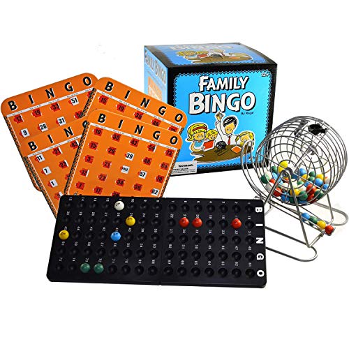 Regal Bingo Family Game Set for Adults and Kids - Includes 8 Inch Bingo Wheel Cage, 75 Balls, Master Board, 4 Shutter Slide Cards - Fun Family Bingo Night - color: Game Set (4 Cards)