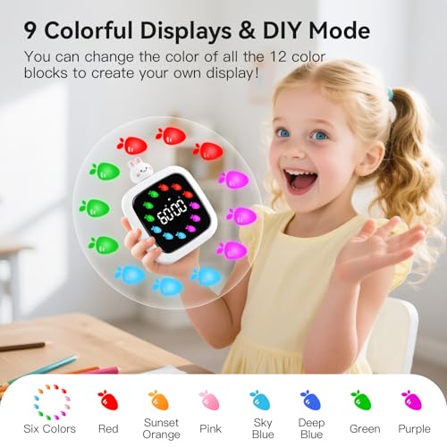 Yunbaoit Digital Visual Timer for Kids, Rechargeable 99-Minute Silent Countdown Timer with 19 Ringtones, 9 Optional DIY Color Carrot Display, Time Management Tool with Pause Function (Rabbit) - style: Rabbit Doll