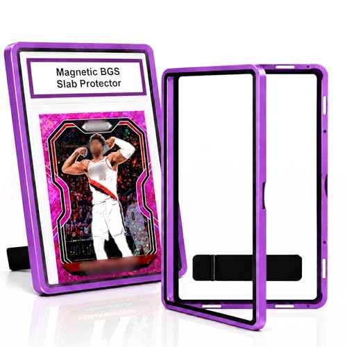 BGS Slab Case with Stand for Collectors - Premium Display & Storage Fits for 35PT BGS Cards, Heavy Duty Tempered Glass & Aluminum, Secure 9-Point Magnetic Lock, Waterproof Travel Display - color: Purple
